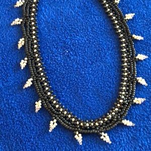 16 1/2 inch Seed bead black and crystal necklace